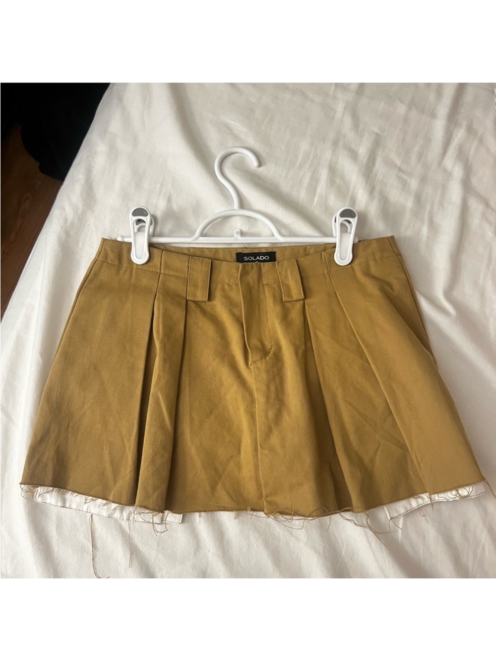 SOLADO Mustard A-Line Pleated Mini Skirt